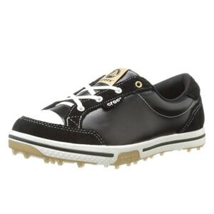 Crocs Women's Bradyn 2.0 Spikeless Golf Shoes Black/White Size 8 Leather Suede
